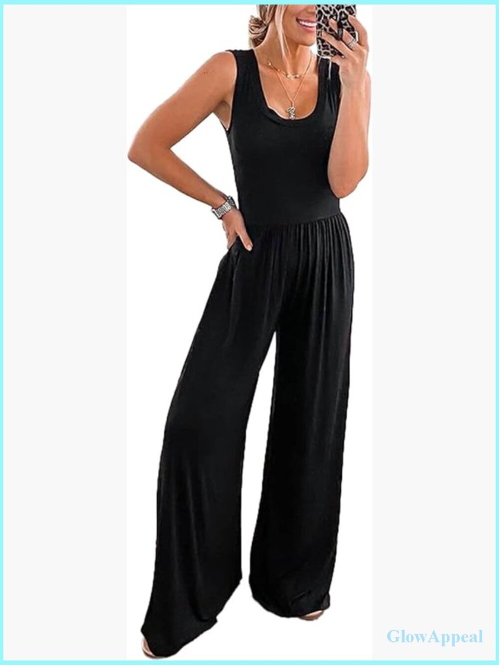 Sleeveless Wide Leg Jumpsuit Romper Spring Summer Casual